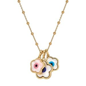 Asha by Ashley McCormick ADM Flower Evil Eye Charm Trio + Florence Chain 18"